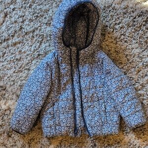 GAP Kids Blue and White Floral Puffer Jacket